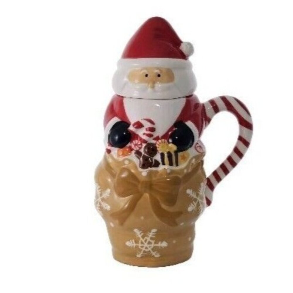 Temptations Christmas Santa Mug 24oz Gold bag holiday season gifts cocoa mocha - Picture 1 of 13
